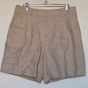 LOFT The Peyton Short Champagne Metallic Linen Blend Pleated Dress Shorts Size 6